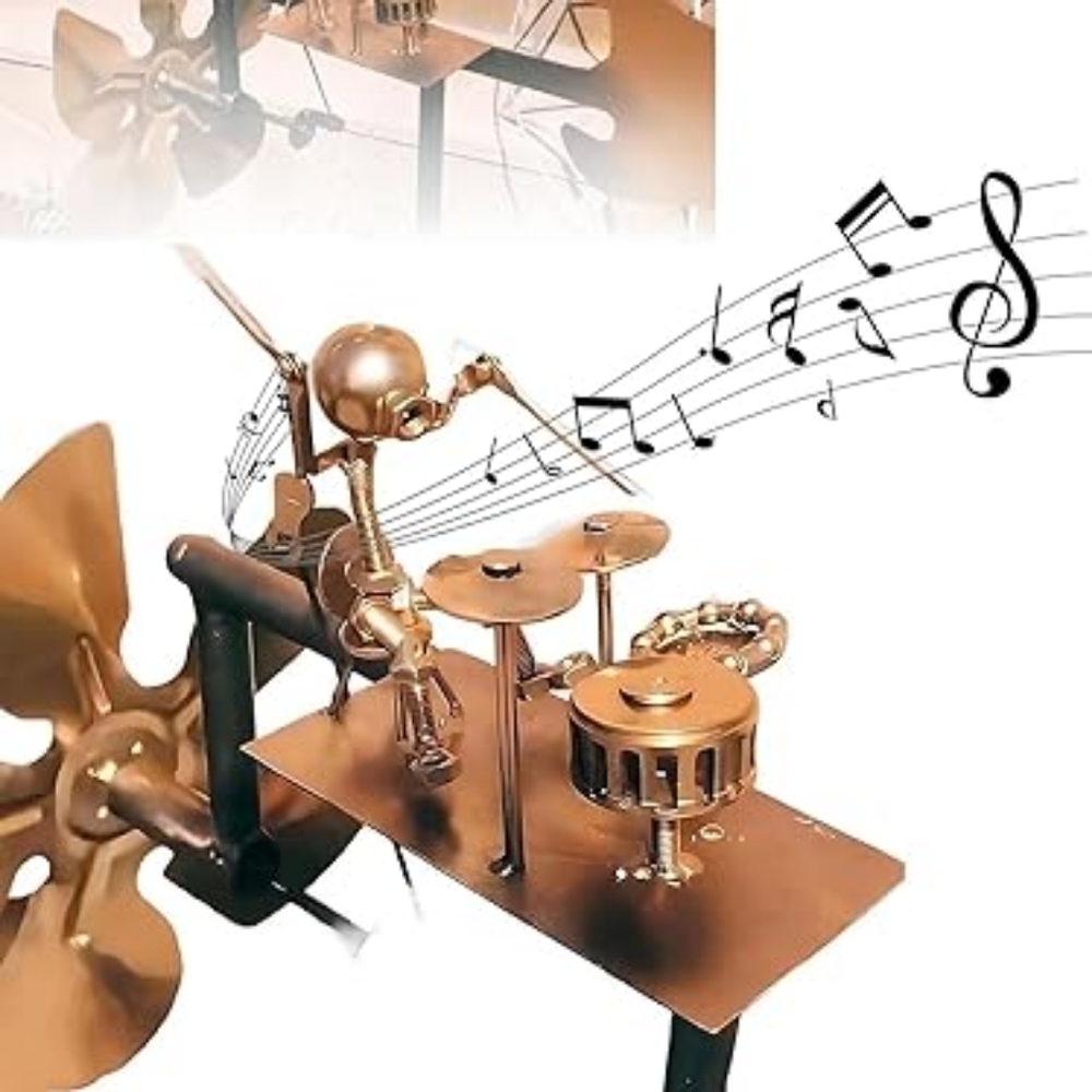 Handmade Drummer Kinetic Windmill Percussionist Garden Sculpture Wind Vane Art